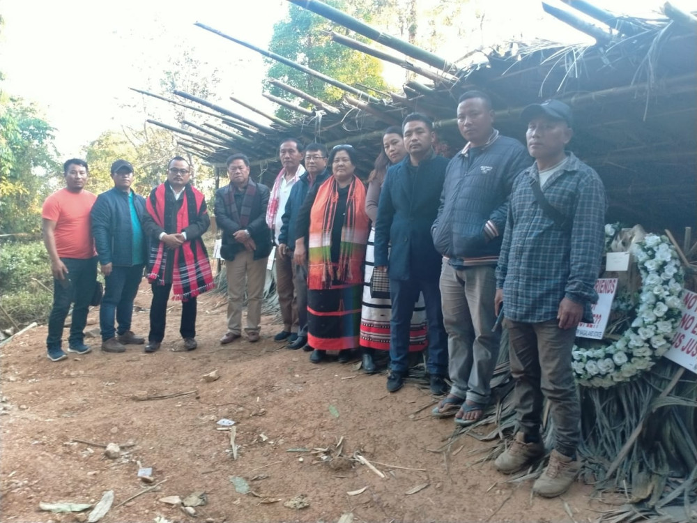 Leaders of UNC, ANSAM, NWU at the graves of the 14 civilians at Oting village and with Oting village leaders